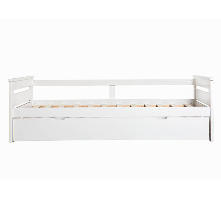 Lit gigogne 90x190 cm bois aspect vieilli blanc et grisé - ROSALIO
