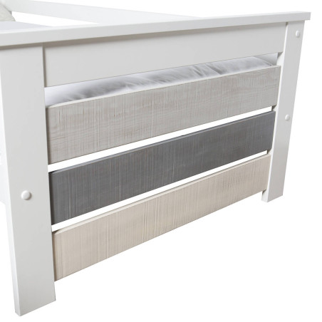 Lit gigogne 90x190 cm bois aspect vieilli blanc et grisé - ROSALIO