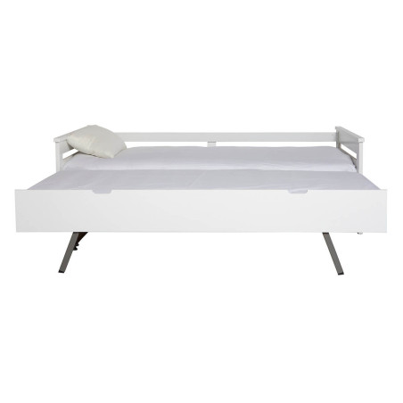 Lit gigogne 90x190 cm bois aspect vieilli blanc et grisé - ROSALIO