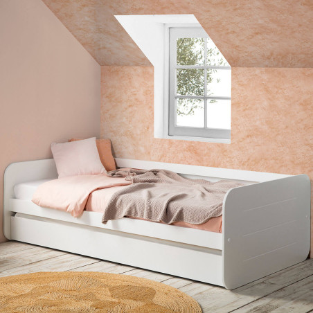 Lit gigogne 90x190 cm blanc - ZELIO