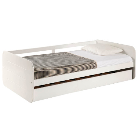 Lit gigogne 90x190 cm blanc - ZELIO