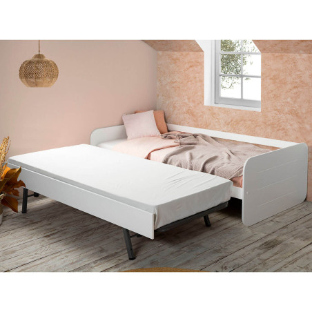 Lit gigogne 90x190 cm blanc - ZELIO