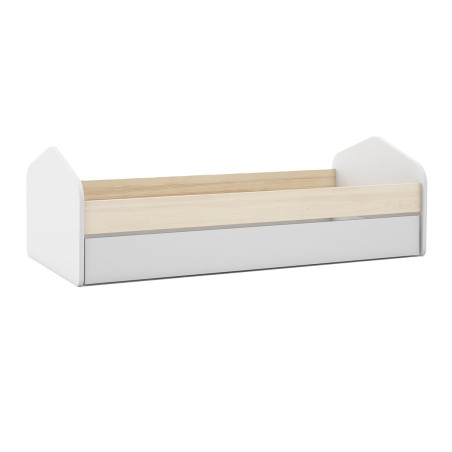 Lit 90x200 cm avec tiroir, pin massif et MDF blanc et naturel - KAINEN