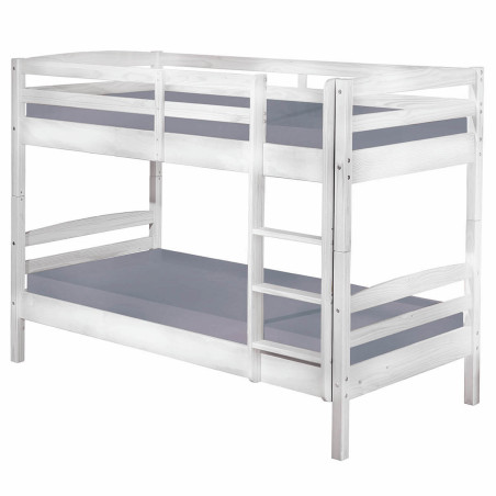 Lits superposés 90x200 vernis blanc avec sommiers - ALIRA