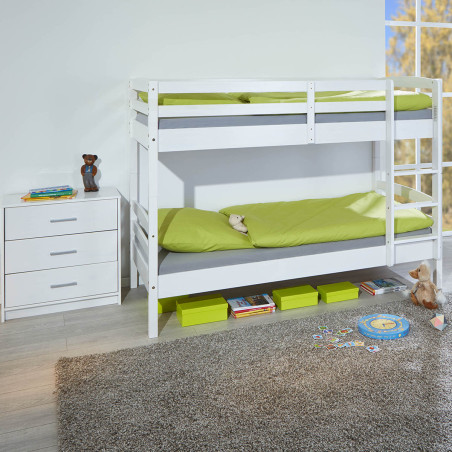 Lits superposés 90x200 vernis blanc avec sommiers - ALIRA