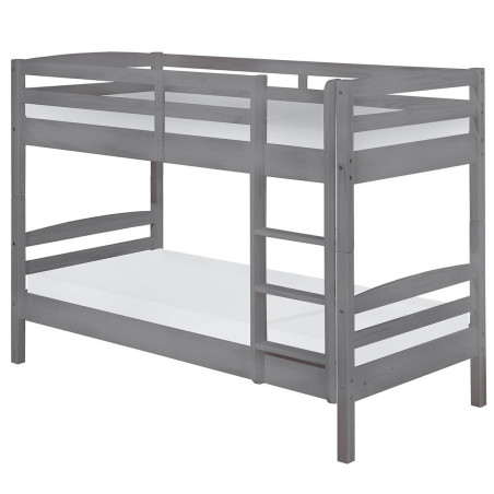 Lits superposés 90x200 cm gris avec sommiers - STRIO