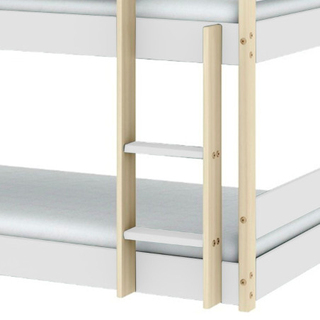 Lit superposé 3 couchages 90x190 blanc et pin naturel - SOMISOR