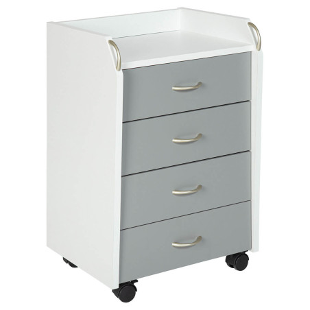 Caisson 4 Tiroirs  Blanc sur Roulettes - OKLIO