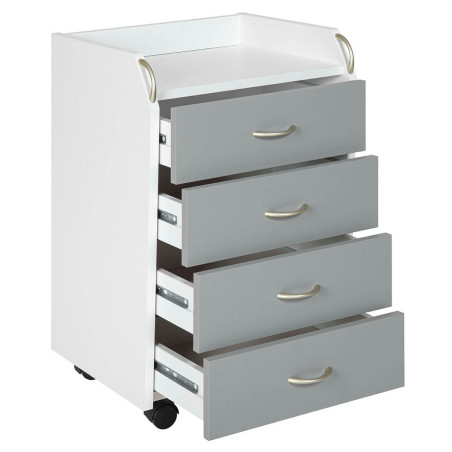 Caisson 4 Tiroirs  Blanc sur Roulettes - OKLIO