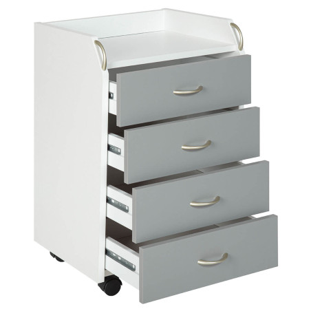Caisson 4 Tiroirs  Blanc sur Roulettes - OKLIO