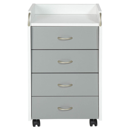 Caisson 4 Tiroirs  Blanc sur Roulettes - OKLIO