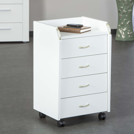 Caisson 4 tiroirs sur roulettes blanc - TAREL