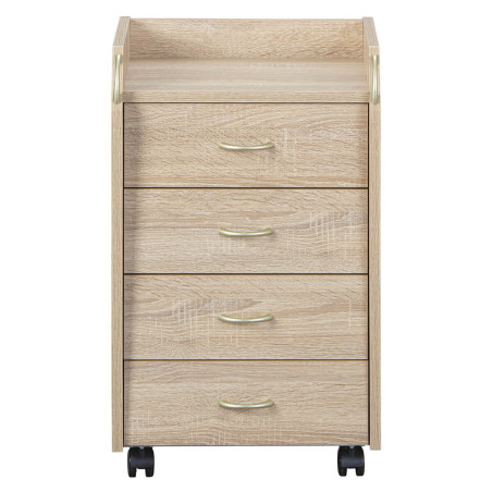 Caisson 4 Tiroirs sur Roulettes Aspect Chêne - EIGOR