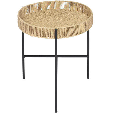 Tables gigogne en métal noir avec plateaux amovibles façon cordage - CORDIA