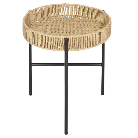 Tables gigogne en métal noir avec plateaux amovibles façon cordage - CORDIA