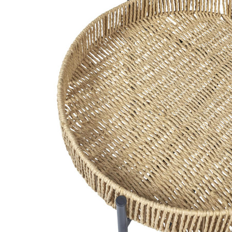 Tables gigogne en métal noir avec plateaux amovibles façon cordage - CORDIA