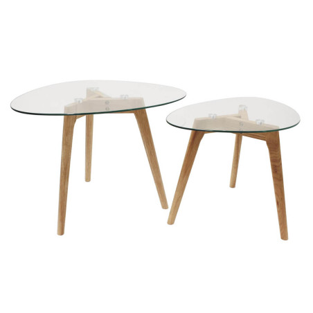 Lot de 2 Tables Basses Gigognes Verre Trempé - RAVENI