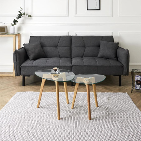 Lot de 2 Tables Basses Gigognes Verre Trempé - RAVENI