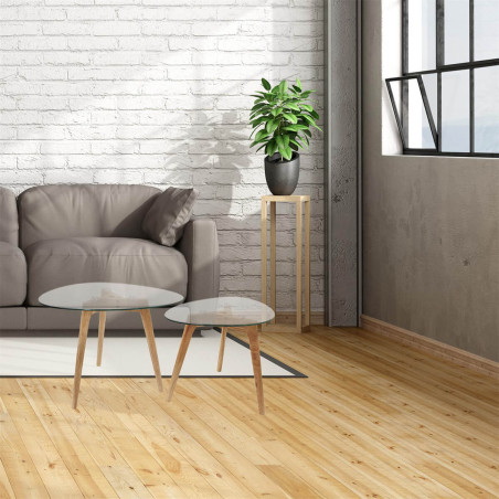 Lot de 2 Tables Basses Gigognes Verre Trempé - RAVENI