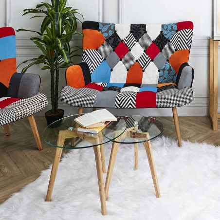 Lot de 2 Tables Gigognes Rondes en Verre Trempé - GAVENI