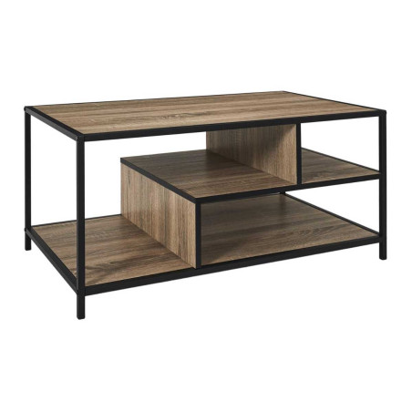 Table basse en métal noir et plateaux aspect bois - EDDIX