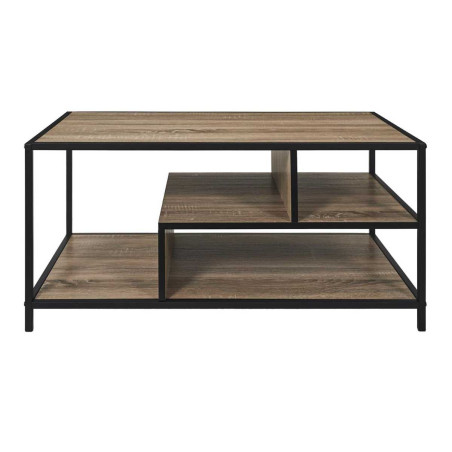 Table basse en métal noir et plateaux aspect bois - EDDIX