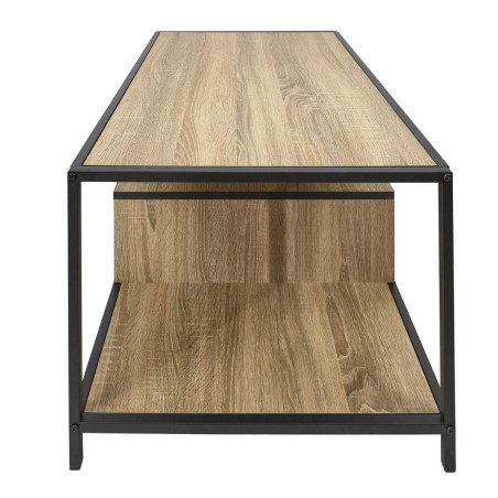 Table basse en métal noir et plateaux aspect bois - EDDIX