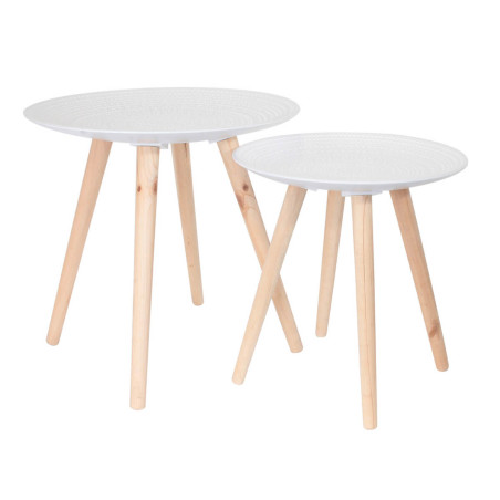 Tables gigognes blanches motif gouttelettes - TANIO