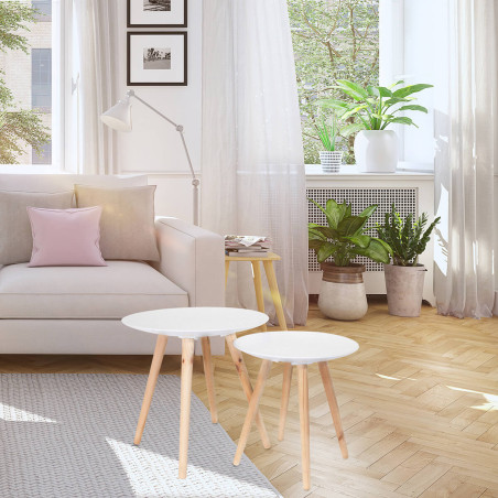 Tables gigognes blanches motif gouttelettes - TANIO