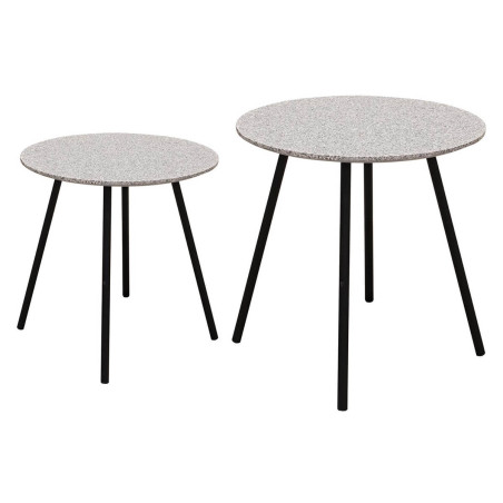 Lot de 2 Tables Gigognes Plateau Effet Granit Gris - GRAVA