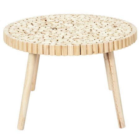 Table Basse Ronde avec Plateau en Rondins de Bois - FREIN