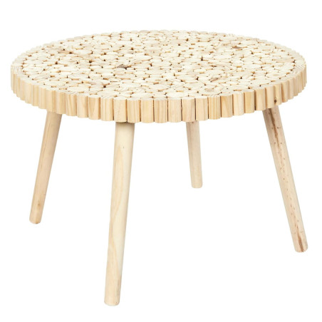 Table Basse Ronde avec Plateau en Rondins de Bois - FREIN