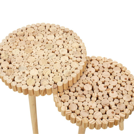 Duo de tables gigognes à plateau rondins de bois - FREIN