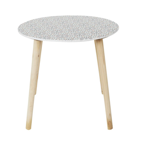 Lot de 2 tables gigognes motifs floraux pieds bois - DISIO