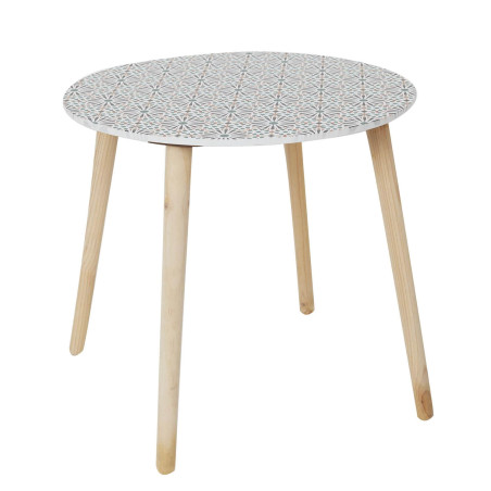 Lot de 2 tables gigognes motifs floraux pieds bois - DISIO