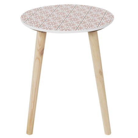 Lot de 2 tables gigognes motifs floraux pieds bois - DISIO