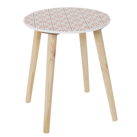 Lot de 2 tables gigognes motifs floraux pieds bois - DISIO