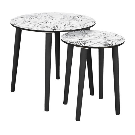 Lot de 2 Tables Gigognes Plateaux Motif Jungle - LEINA