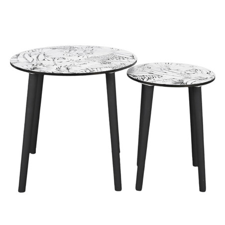 Lot de 2 Tables Gigognes Plateaux Motif Jungle - LEINA