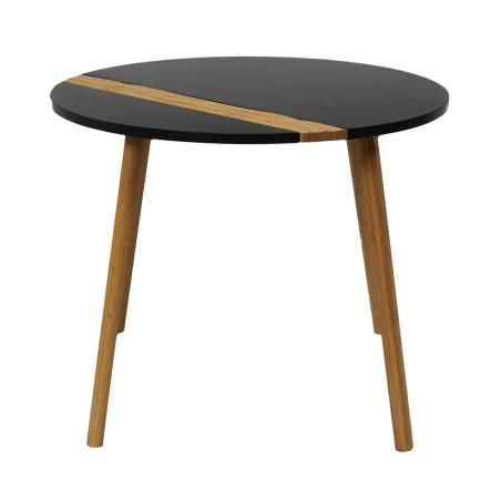 Lot de 2 Tables Gigognes Noires et Relief Bambou - TRAZO
