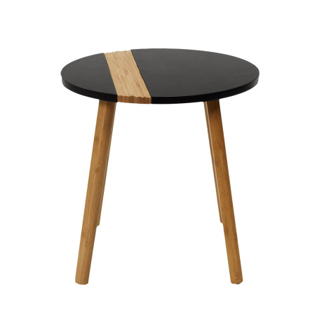 Lot de 2 Tables Gigognes Noires et Relief Bambou - TRAZO
