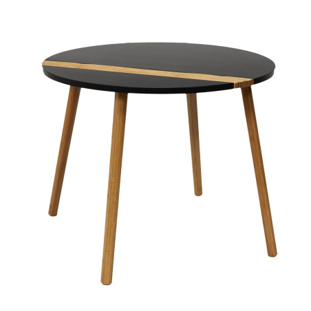 Lot de 2 Tables Gigognes Noires et Relief Bambou - TRAZO