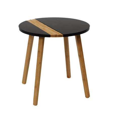 Lot de 2 Tables Gigognes Noires et Relief Bambou - TRAZO