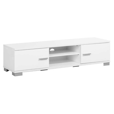 Meuble TV 2 portes 140cm 2 niches laquées blanc - PALLADIOR