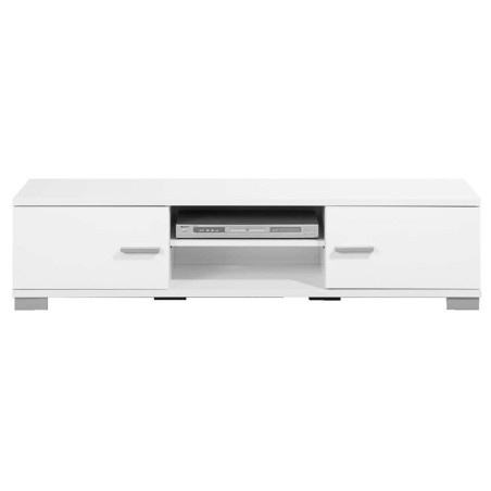 Meuble TV 2 portes 140cm 2 niches laquées blanc - PALLADIOR