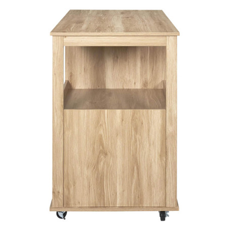 Ilot de Cuisine Multi-Rangement Effet Bois avec Tasseaux - PAJEN