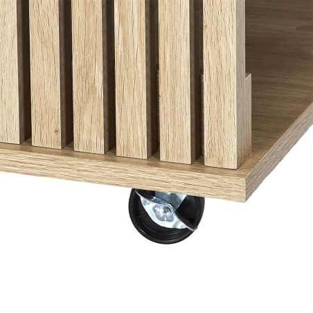 Ilot de Cuisine Multi-Rangement Effet Bois avec Tasseaux - PAJEN