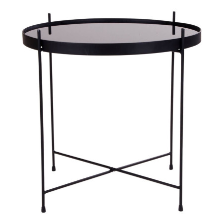 Table basse ronde Ø48 cm acier noir et plateau verre - MEOIO