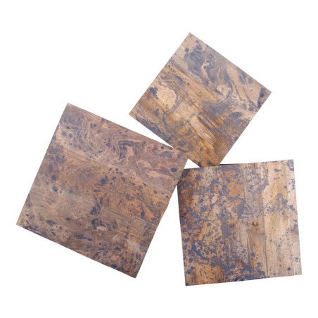 Lot de 3 Tables Basses Acier et Effet Marbre Gris - ERLIO