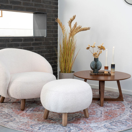 Table basse ronde Ø75cm MDF placage noyer - LYNIO